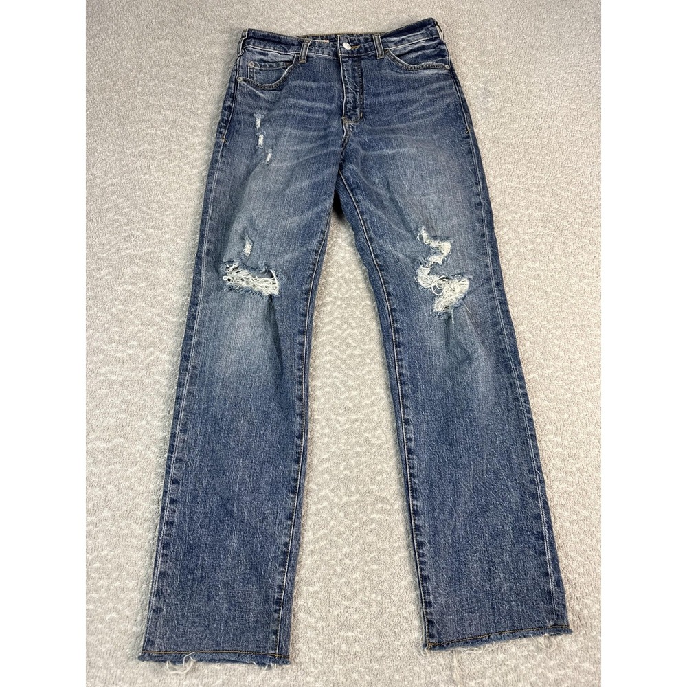 Pilcro Jeans Womens 27 Blue The Vintage Straight High Riseβ Distressed Denim